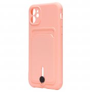 Чехол-накладка SC304 с картхолдером для Apple iPhone 11 (светло-розовая) — 2