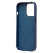Чехол-накладка - SM002 экокожа SafeMag для Apple iPhone 14 Pro (синяя) — 2