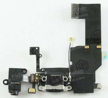 Шлейф для Apple iPhone 5C на разъем зарядки/разъем гарнитуры/микрофон (черный) — 1