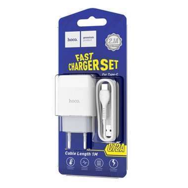 Сетевое зарядное устройство HOCO C72A Glorious с кабелем Type-C (белое) &mdash; 2