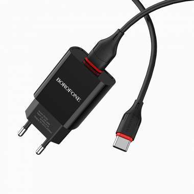 Сетевое зарядное устройство Borofone BA20A Sharp USB с кабелем Type-C (черное) — 4